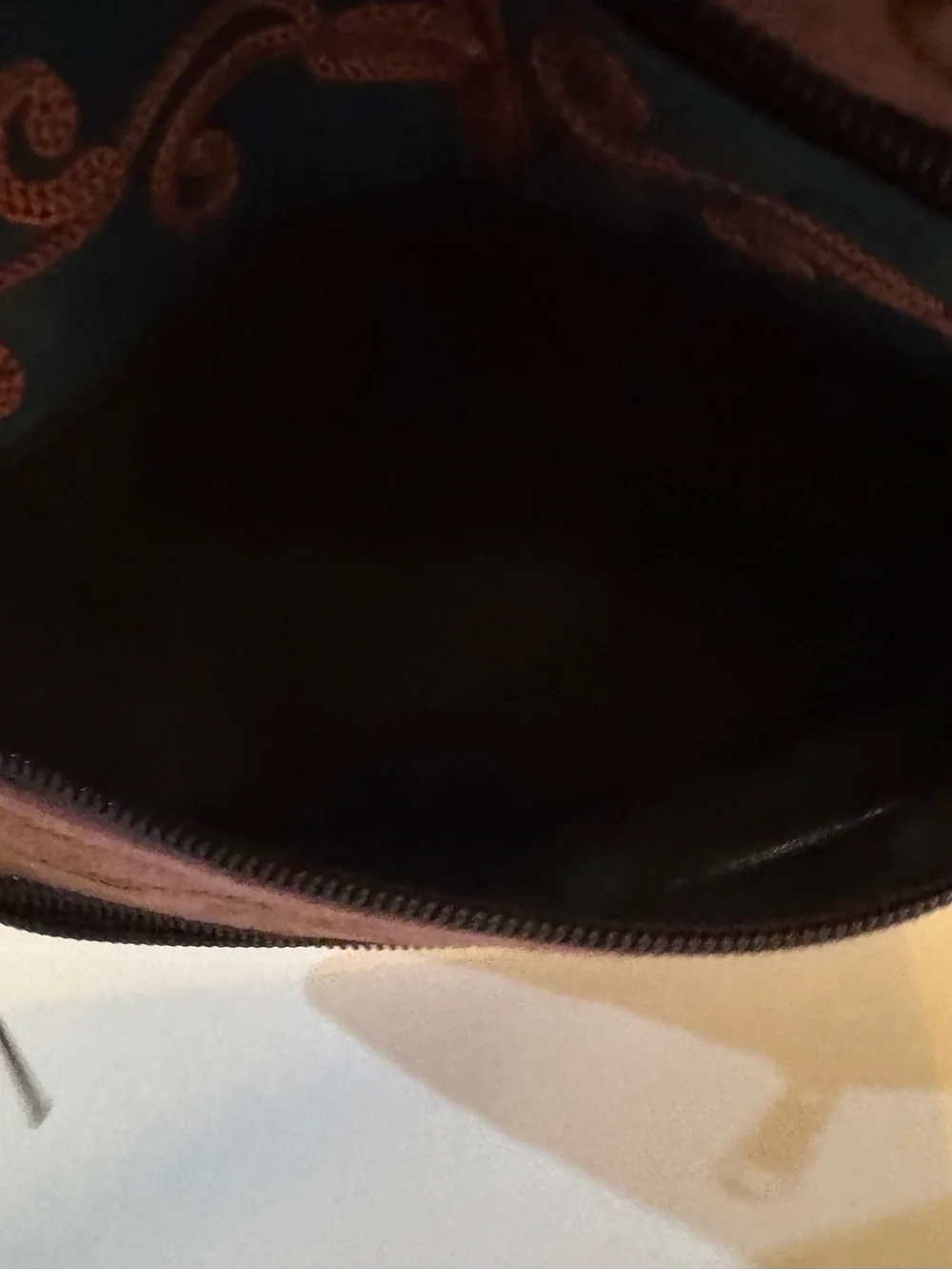 Embroidered Suede Crossbody Handbag